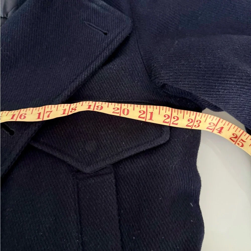 C.P. Company Navy Wool-Blend
Detachable-Hood Quilted Pea Coat - Picture 15 of 15